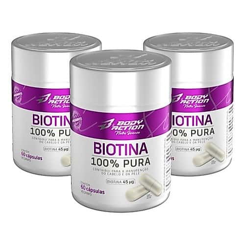 Kit 3x Biotina 100% Pura Total 180 Cápsulas Bodyaction, imagem 1 de 1