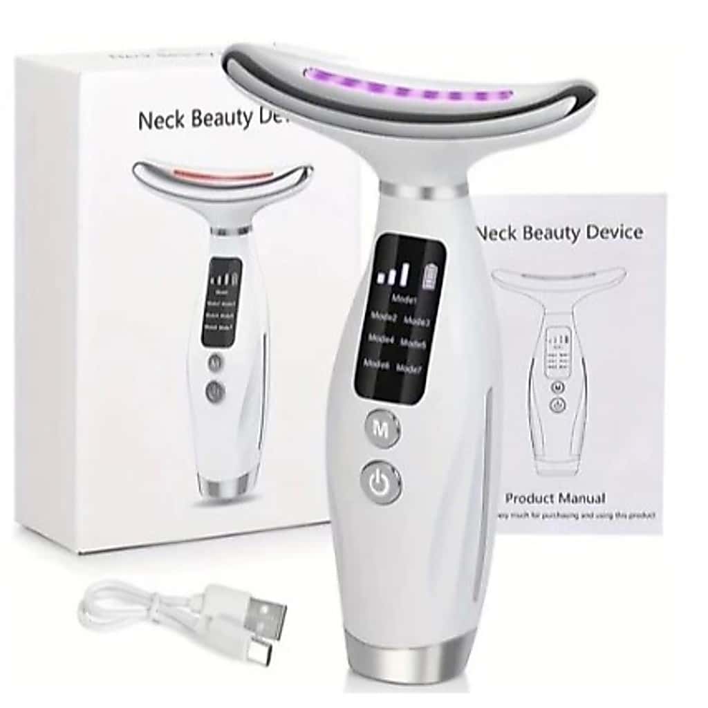 Massageador Portátil Beleza Pele Firmeza Pescoço Led de 7 Modos para Rosto e Pescoço, imagem 1 de 1