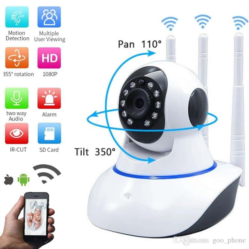 câmera iP robô 3 antenas wifi visão noturna full HD 360º microfone áudio babá eletrônica robozinho sem fio app yoosee, imagem 1 de 1