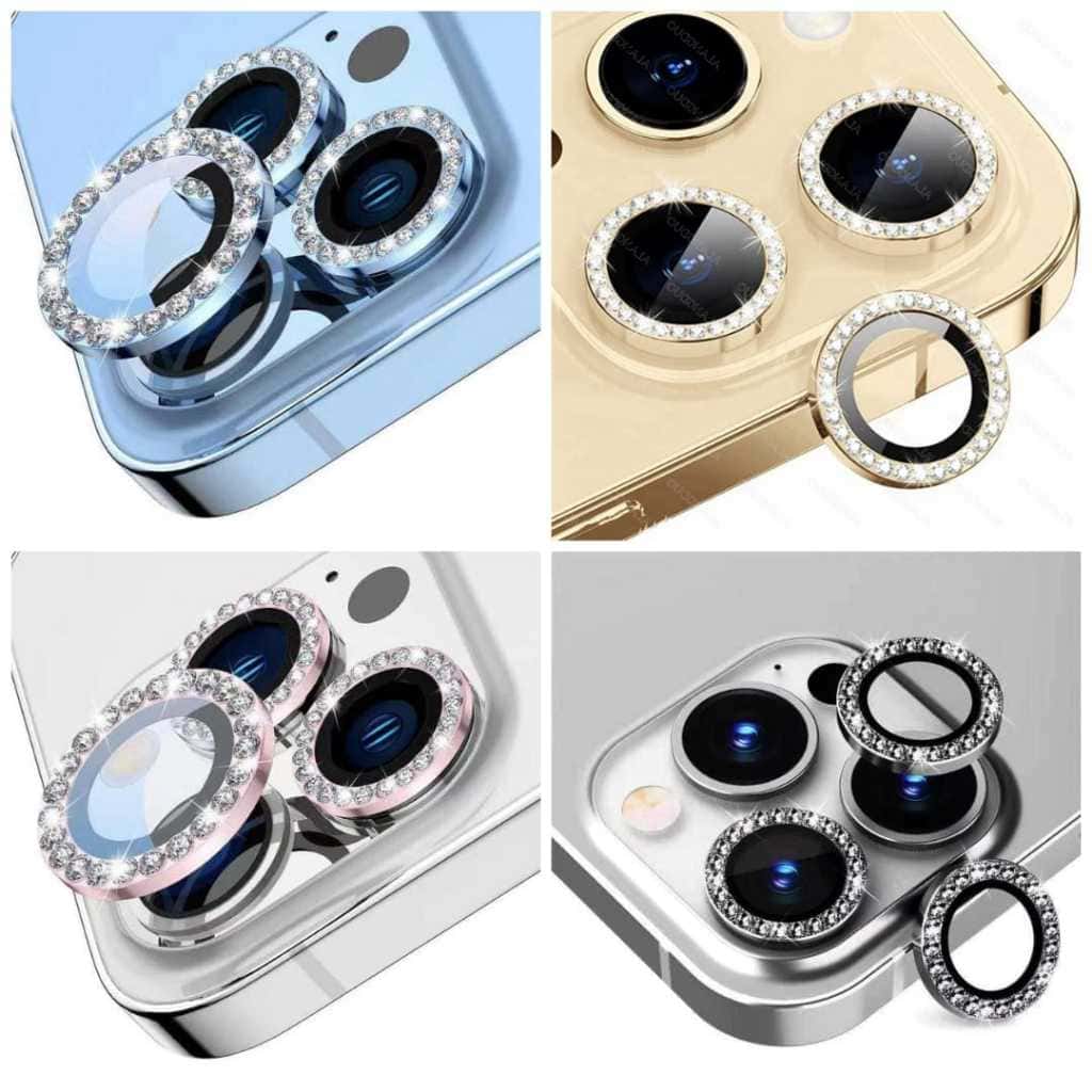 KIT Pelicula Diamante lente  da câmera anel protetor de vidro para iphone 11/ 12 /13/ Pro Max 14 /Plus 14Pro Max, imagem 1 de 1