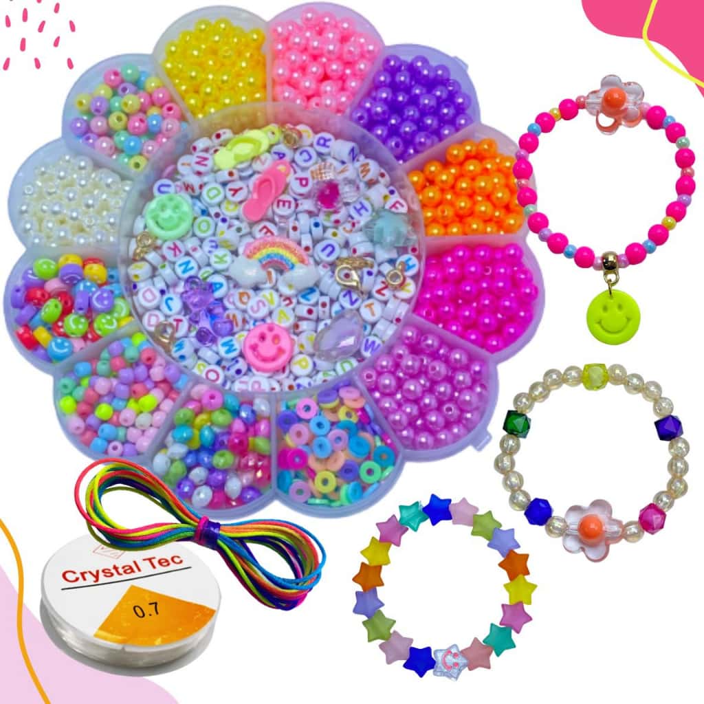 Kit Miçangas Infantil Pulseiras E Colar Maleta Florzinha, Borboleta e Minnie Bijuteria para Crianças, imagem 1 de 1