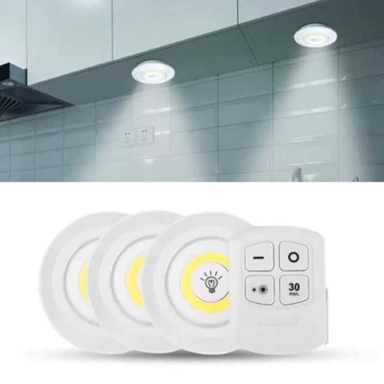 Kit 3 Lâmpada Luminaria Led Spot Sem Fio Controle Remoto, imagem 1 de 1