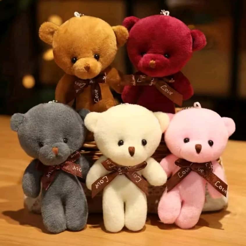 Kit 12 Chaveiros com Pingente Ursinho Urso de Pelúcia 12cm, imagem 1 de 1