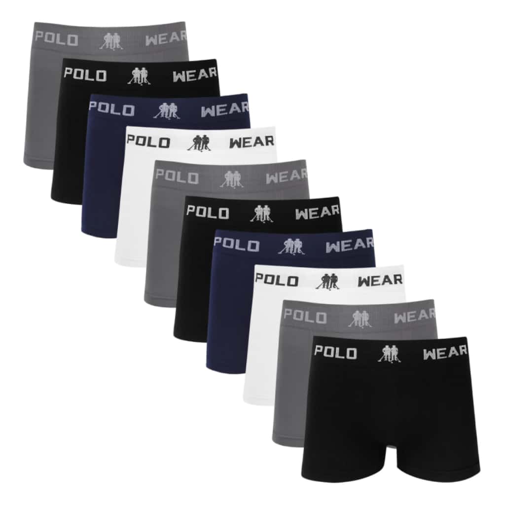 Kit 10 Cuecas Boxer Masculinas PoloWear Microfibra Sortidas, imagem 1 de 1