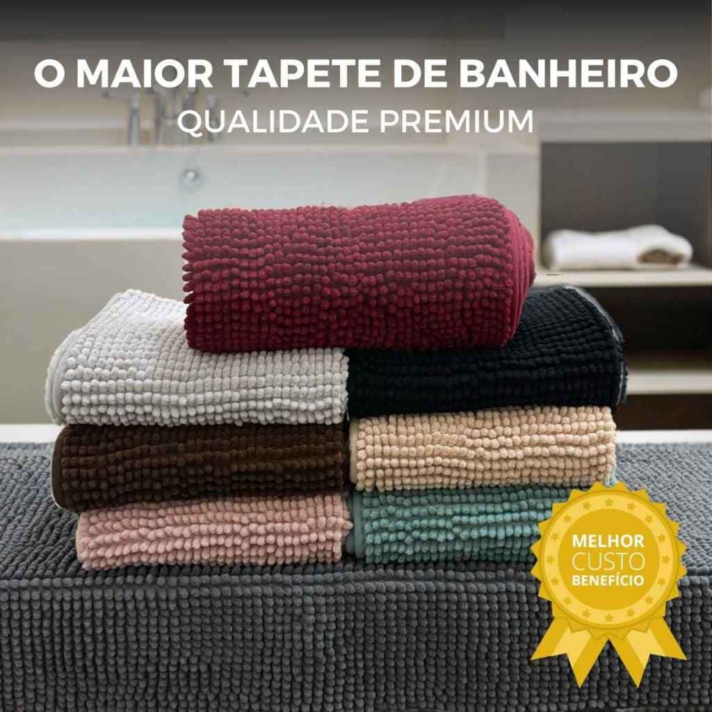 Tapete GRANDE Banheiro 50x100cm Antiderrapante Bolinha Microfibra Macarrão Luxo Várias Cores, imagem 1 de 1