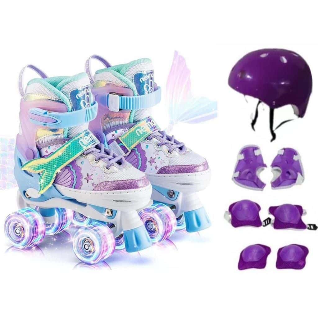 Patins 4 Rodas ARCO ÍRIS Com Luz De Led E Glitter Top, imagem 1 de 1
