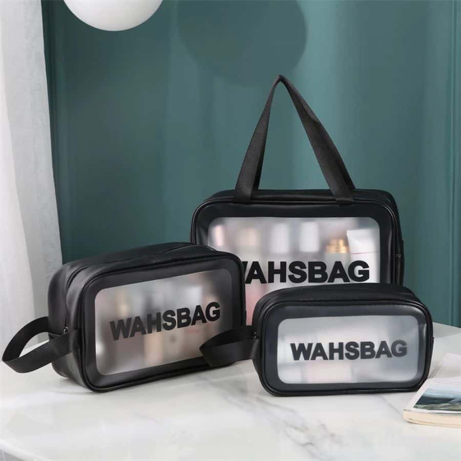 Kit 3 Necessaire Maquiagem Transparente WashBag A Prova De Água, imagem 1 de 1