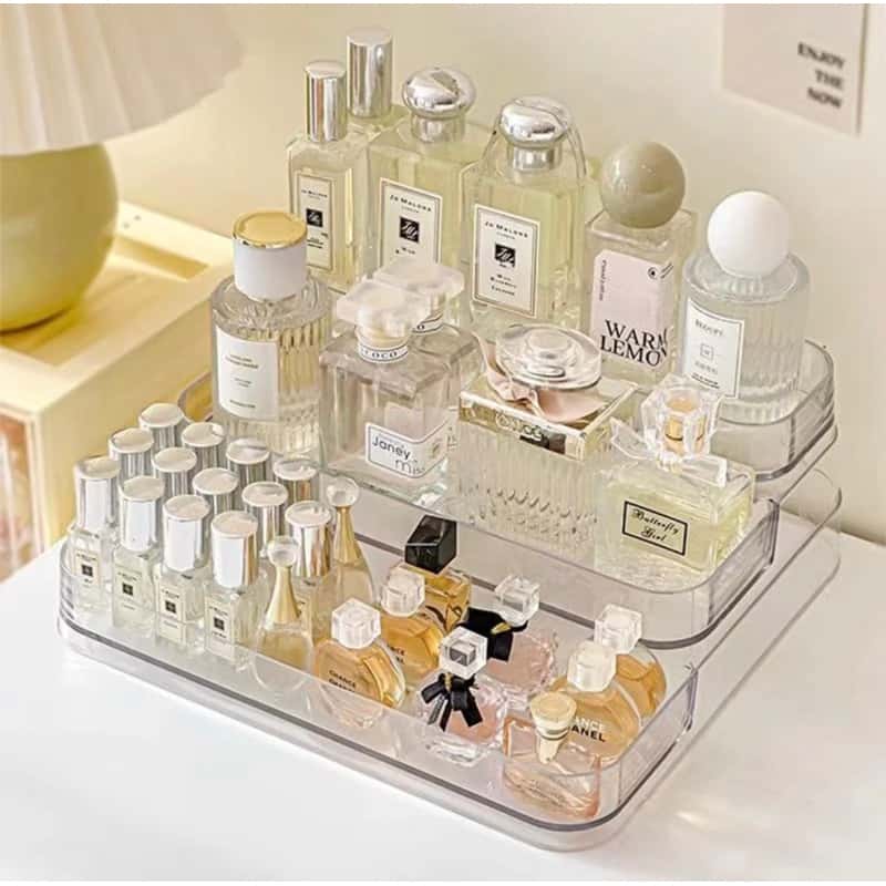 Expositor de Perfumes Cosméticos 3 Andares Multiuso Organizador Prateleira Diamante Acrílico Porta Maquiagem Beleza, imagem 1 de 1