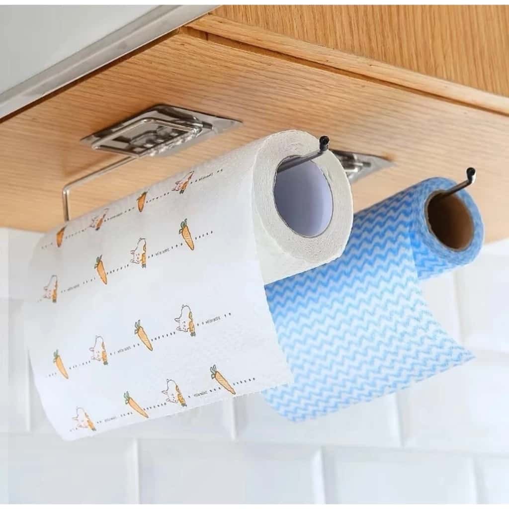 Gancho Porta Papel Toalha Multiuso Suporte Com Adesivo De Alumínio Filme Sem Furos Para Cozinha, imagem 1 de 1