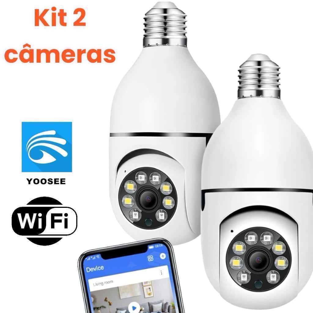 kit 2 câmera segurança wi-fi ip sem fio 360 encaixe lampada aplicativo yoosee, imagem 1 de 1