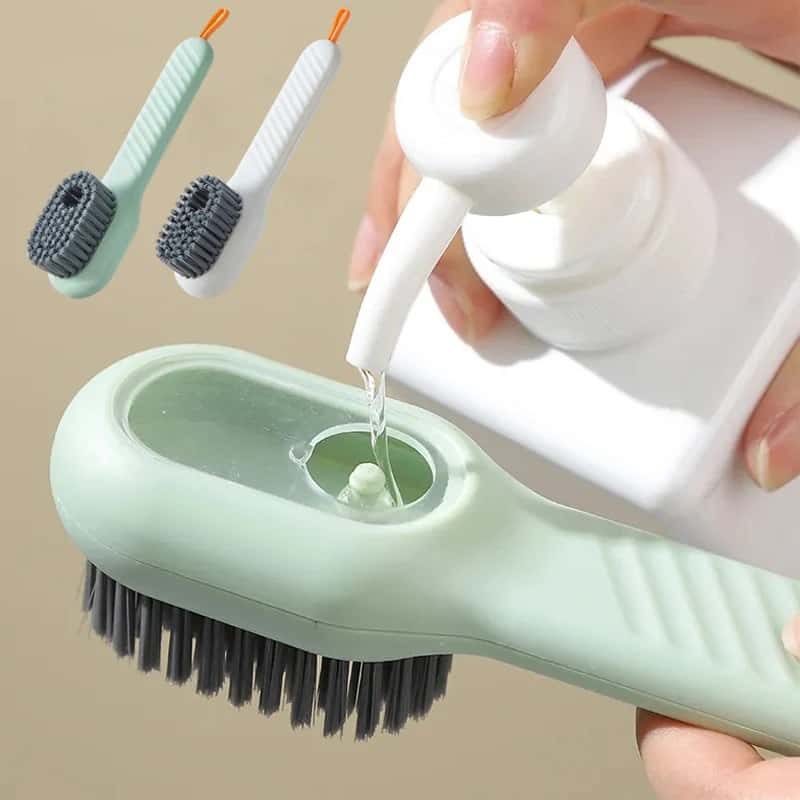 Escova Limpa Sapato Tenis Boné Roupa Com Dispenser Reservatório Sabão Portatil, imagem 1 de 1