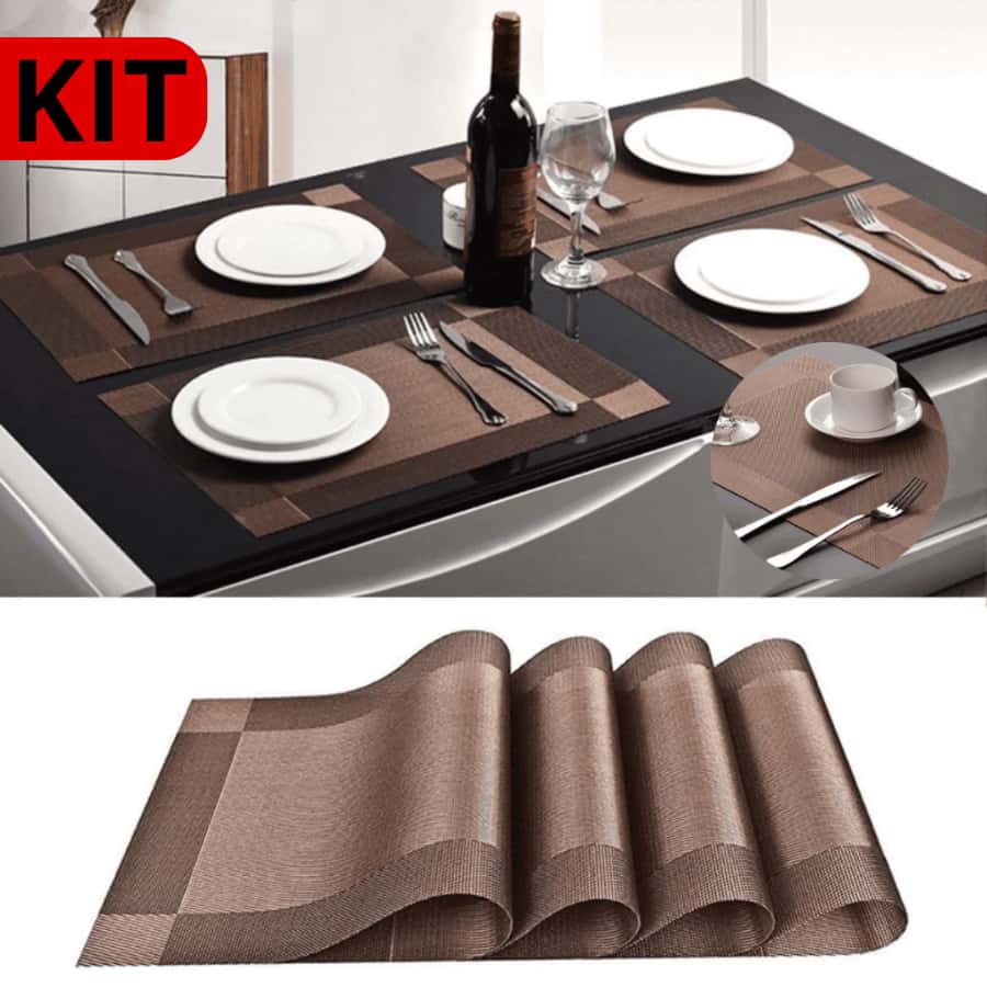 KIT 4 ou 6 Jogo Americano Metalizado em PVC Retangular Mesa Posta Sousplat, imagem 1 de 1