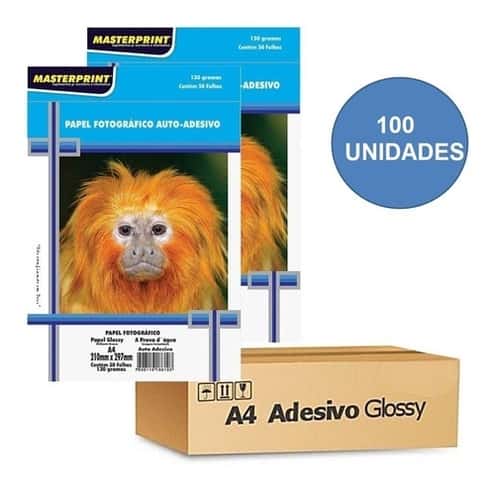 Papel Fotográfico Adesivo 130G Glossy 100 Folhas A4 MASTERPRINT (PAPEL ADESIVO), imagem 1 de 1