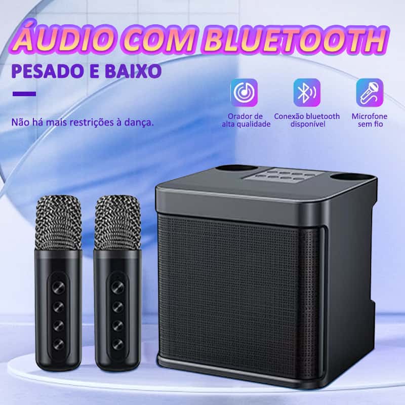 Caixa de Som Bluetooth Karaokê Com Dois Microfones Alto-falante de Potência Alta Qualidade de Som, imagem 1 de 1