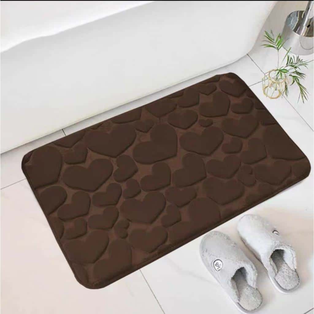 Tapete de Porta Para Banheiro Macio Antiderrapante Design Coração, imagem 1 de 1