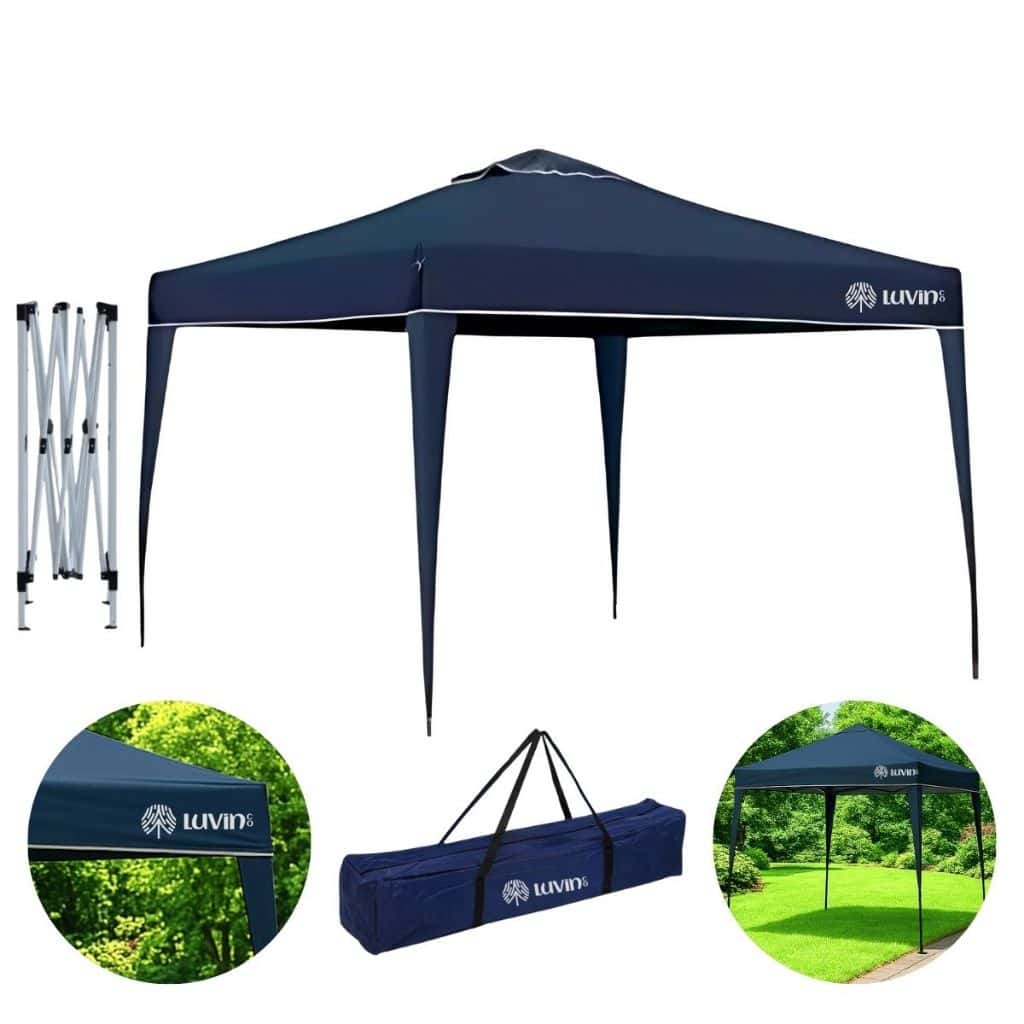 Gazebo Tenda Sanfonada Articulada Luvinco 3x3m Azul Impermeável Resistente Proteção Ar Livre Camping, imagem 1 de 1