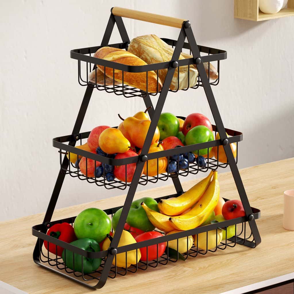 Fruteira De Mesa Organizador De Frutas Cesto Metal Aramado Multiuso Frutas Legumes Luxo Premium  2 - 3 Andares, imagem 1 de 1