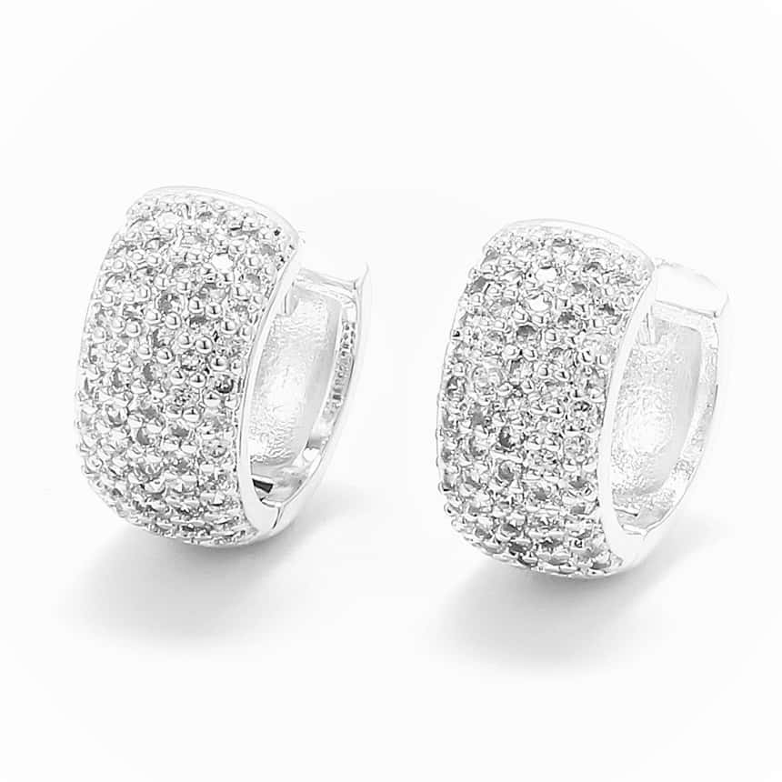 Brinco Masculino Argola Neymar Prata Cravejado Zirconia Banhado a ouro Branco, imagem 1 de 1