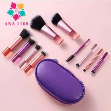 ANA1108 Kit 10 mini pincéis para Maquiagem com estojo bolsa para viagem, imagem 1 de 1
