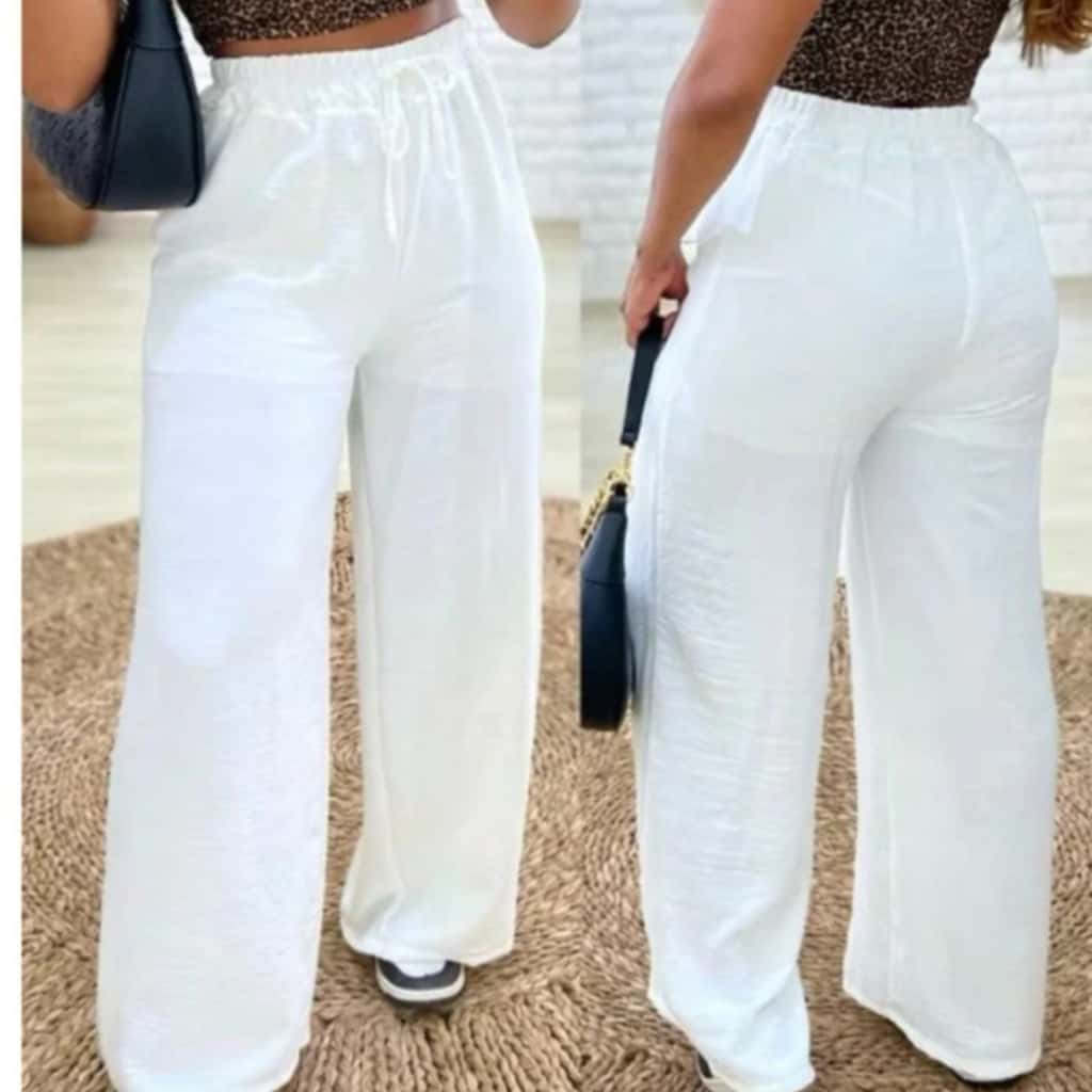 Calça Pantalona Feminina  Duna Cintura Alta Com Bolso Tendencia, imagem 1 de 1