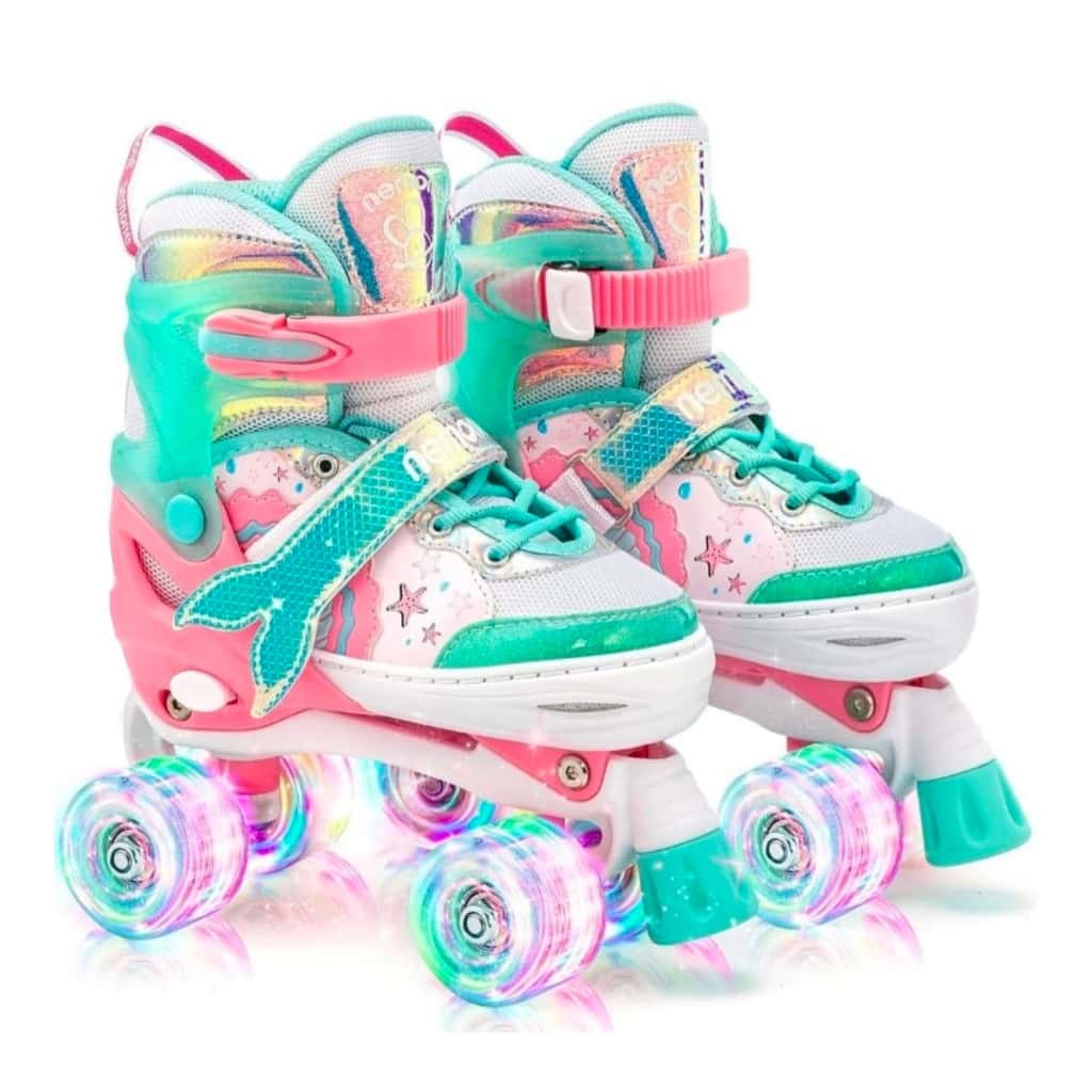 Patins Infantil 4 Rodas Verde Sereia Com Led Ajustavel Quad Meninas Black Friday, imagem 1 de 1