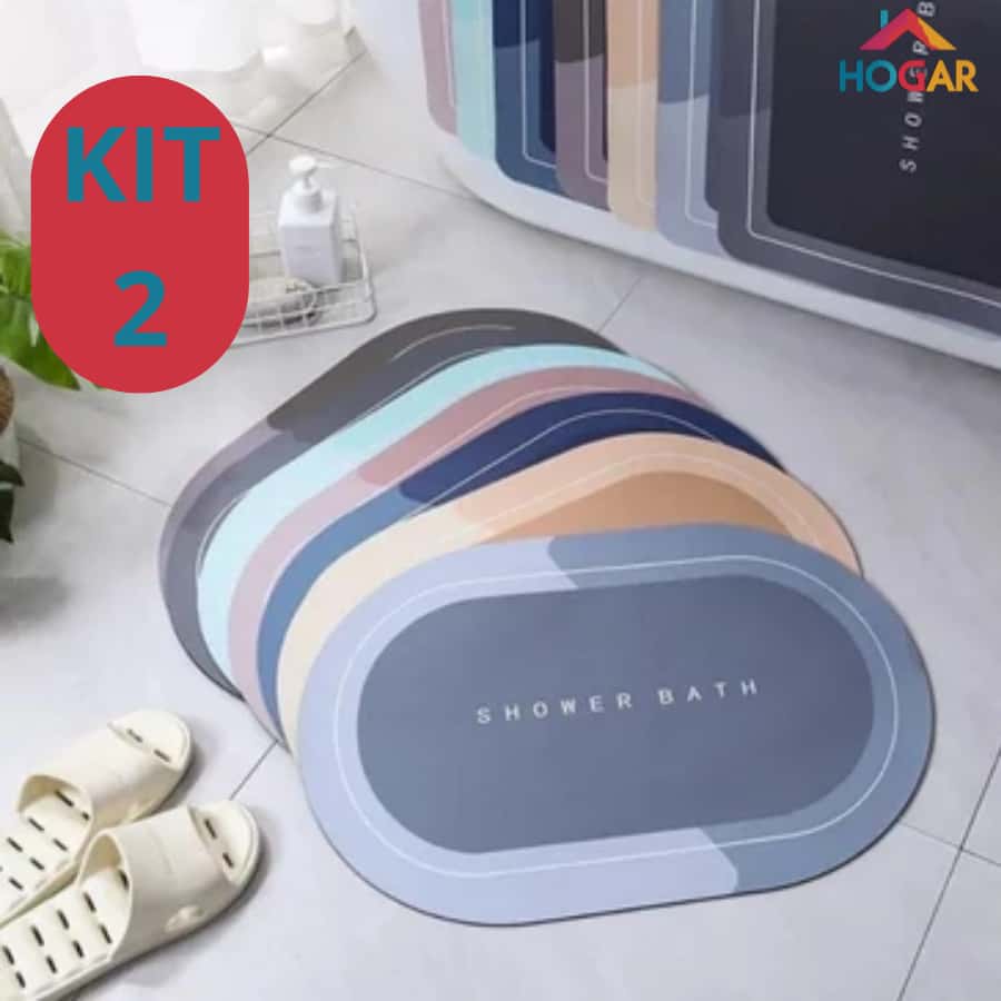 2pç Tapete de Banheiro Emborrachado Secagem Rápida Capacho Antiderrapante Absorvente, imagem 1 de 1