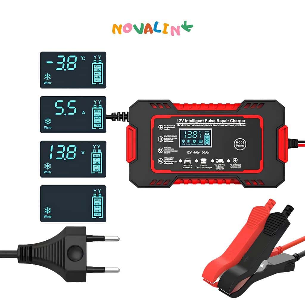 Carregador de bateria automotivo inteligente 12V com Display Digital Automático Energia Reparação Puls, imagem 1 de 1
