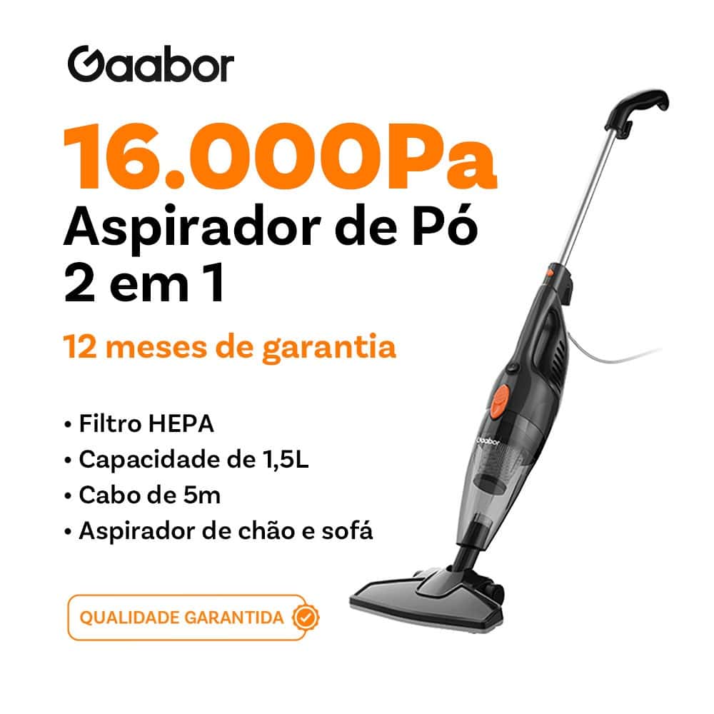 Gaabor Aspirador de pó portátil 2 em 1 com fio e haste de pressão sucção forte de 16000Pa dust off GVCW-M15A, imagem 1 de 1
