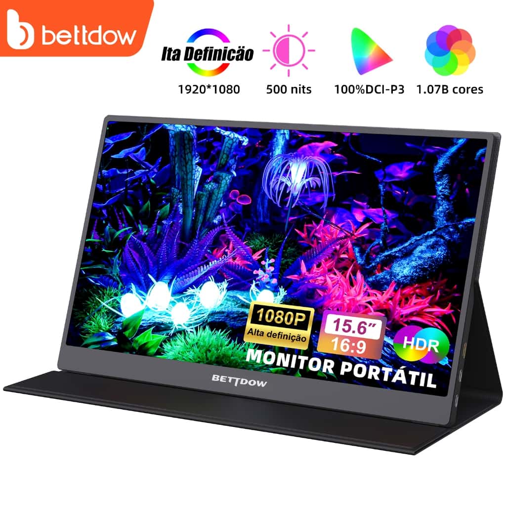 BETTDOW  Monitor Portátil para laptop 15.6 ''1920*1080p 4k fhd ips monitor portátil para ipad/pc/mac/telefone/switch/ps4, imagem 1 de 1