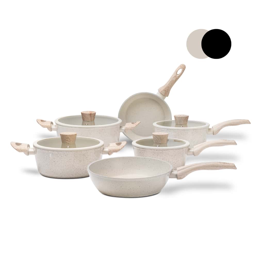Jogo de Panelas 6 Peças Brinox Antiaderente Ceramic Life Sirius Vanilla e Preto - Com Indução, imagem 1 de 1
