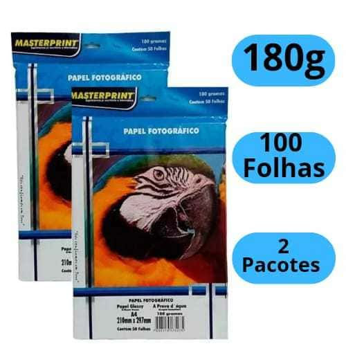 Papel Fotográfico 180g Glossy A4 Brilhante à Prova D'água MASTERPRINT, imagem 1 de 1