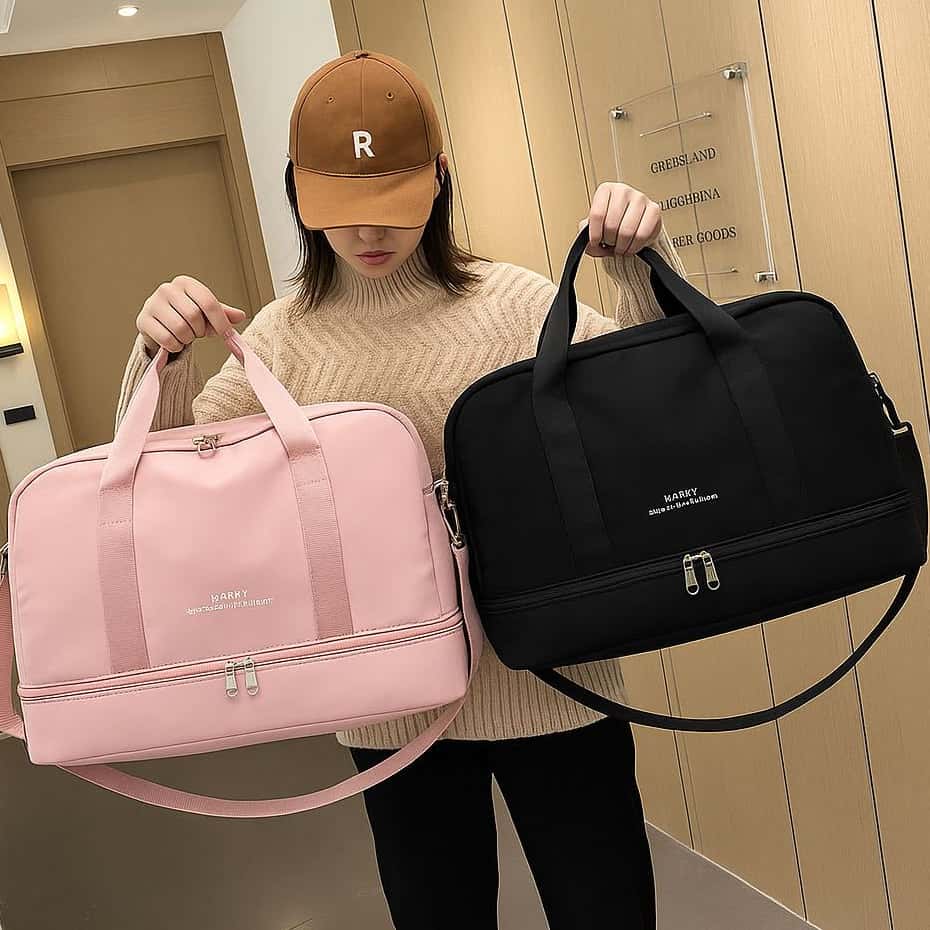 Bolsa Mala Para Viagem Impermeável De Grande Capacidade De Camada Dupla, imagem 1 de 1