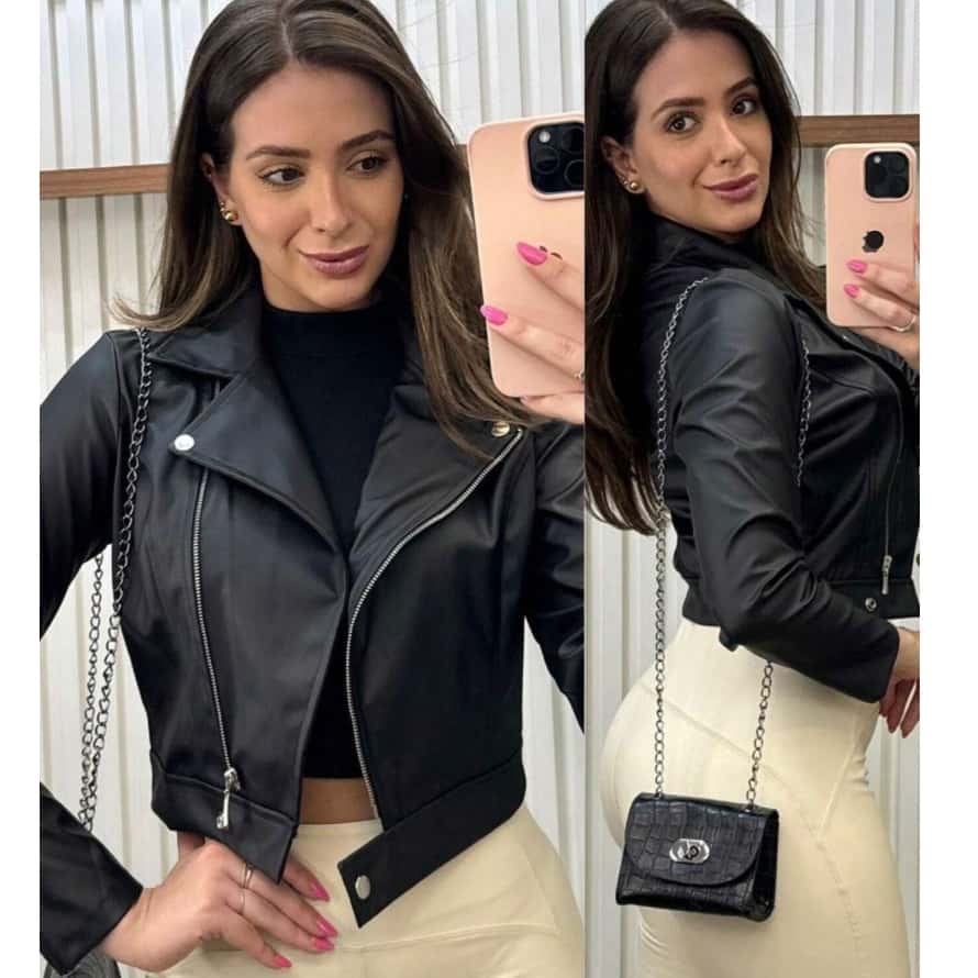 Jaqueta De Couro Feminina Com Ziper Inverno Elegante Envio Imediato, imagem 1 de 1
