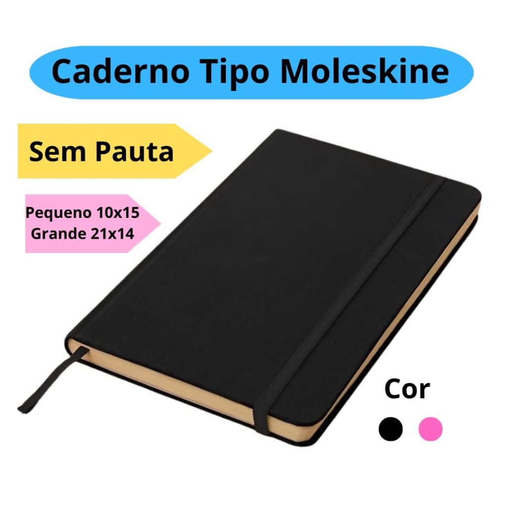 Caderno Pequeno ou Grande 21x14cm Tipo Moleskine Sketchbook Sem Pauta Caderneta, imagem 1 de 1