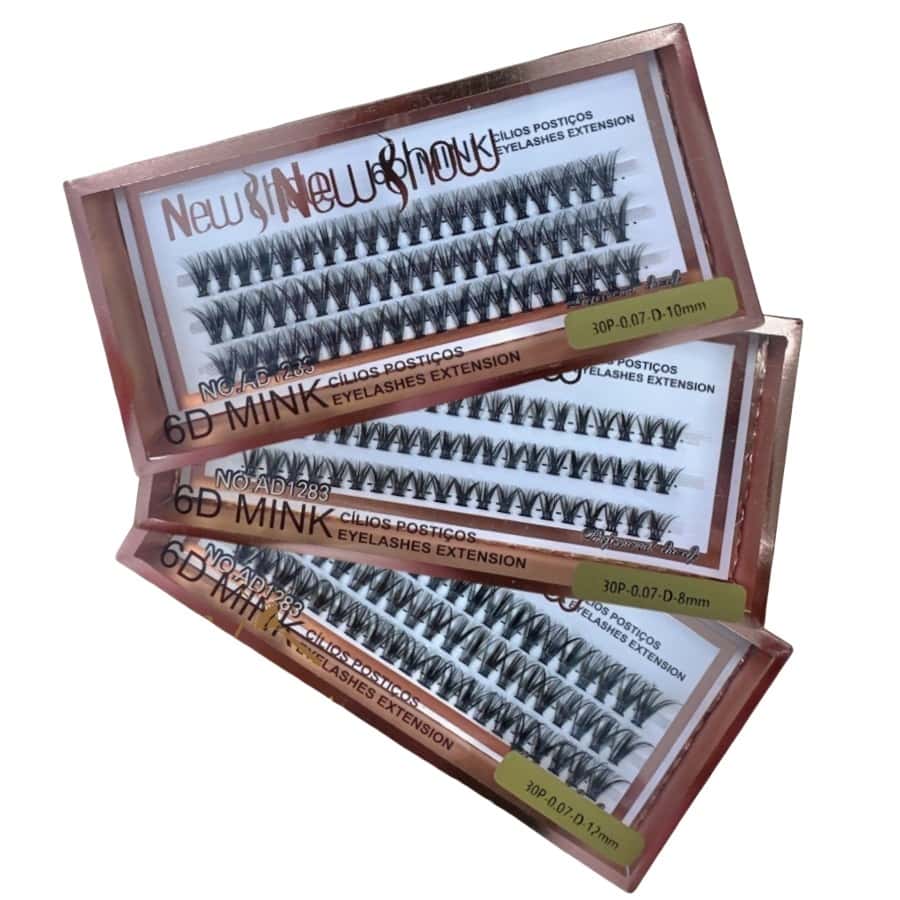 NewShow KIT 3 Caixas Cílios Postiços 30P-0.07-D 6D MINK 30P - Tufos sem Nó, imagem 1 de 1
