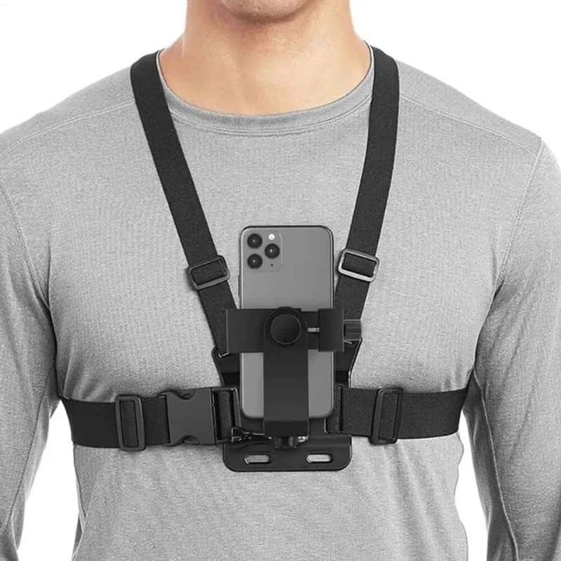 Suporte de peito ajustável para telefones celulares e câmeras GoPro para peito de motocicleta e bicicleta, imagem 1 de 1