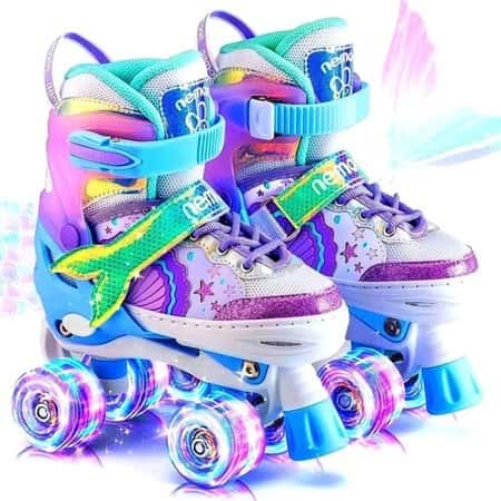 Patins Infantil 4 Rodas Sereia Com Luz De LED Top Patins +Kit Proteção e Sem Kit Proteção Menina Menino Promoção, imagem 1 de 1