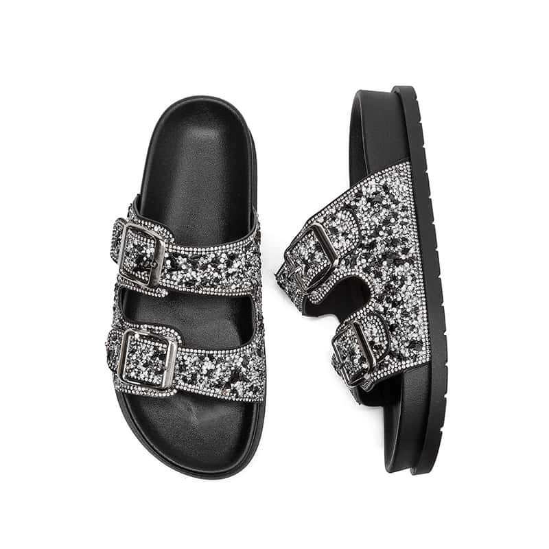 Sandália Birken Papete feminina Fivela ajustável de strass de luxo design MEIJILE, imagem 1 de 1