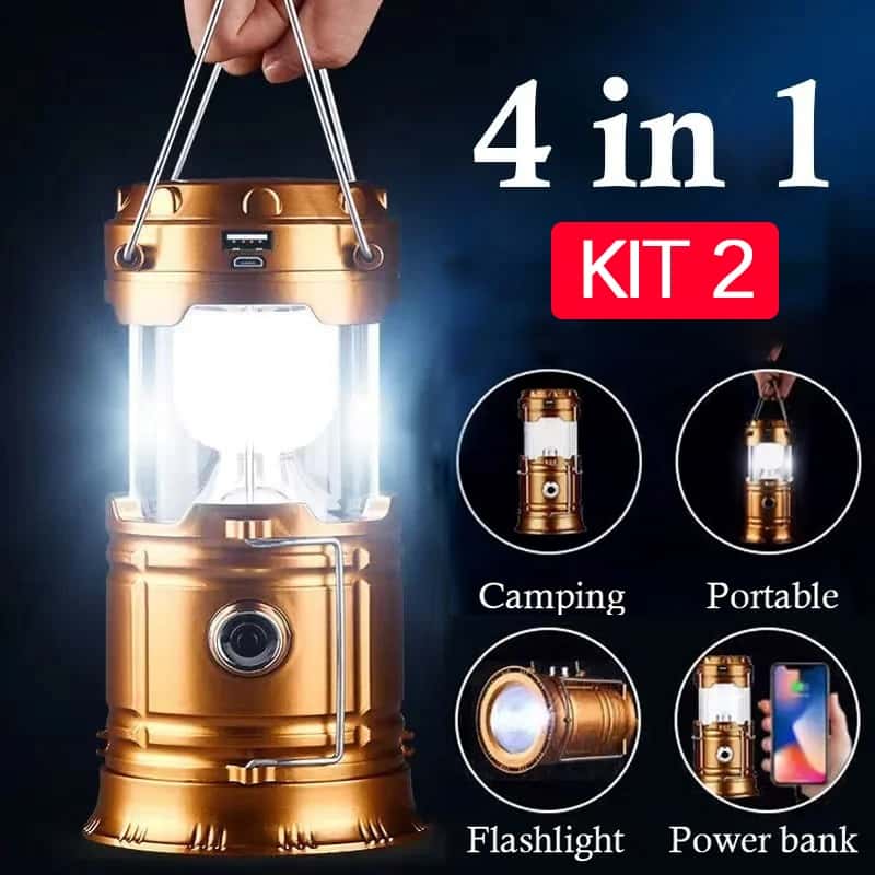 Lampião Luminária Carregador Solar Camping Usb Led Lanterna Kit 2 OU 1 PCS, imagem 1 de 1