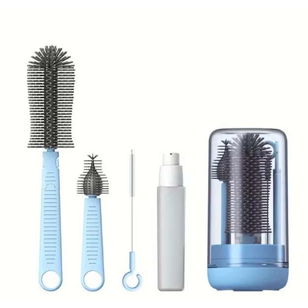 Kit Escova Higiene Lavar 4 em 1 para Copo, Garrafa,Mamadeira e Canudo Portátil para Viagem, imagem 1 de 1
