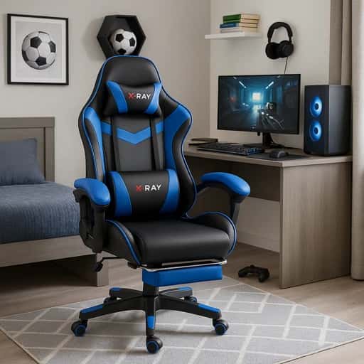 Cadeira Gamer Profissional Ergonômica Apoio De Pés X-ray Estofada Reclinavel, imagem 1 de 1