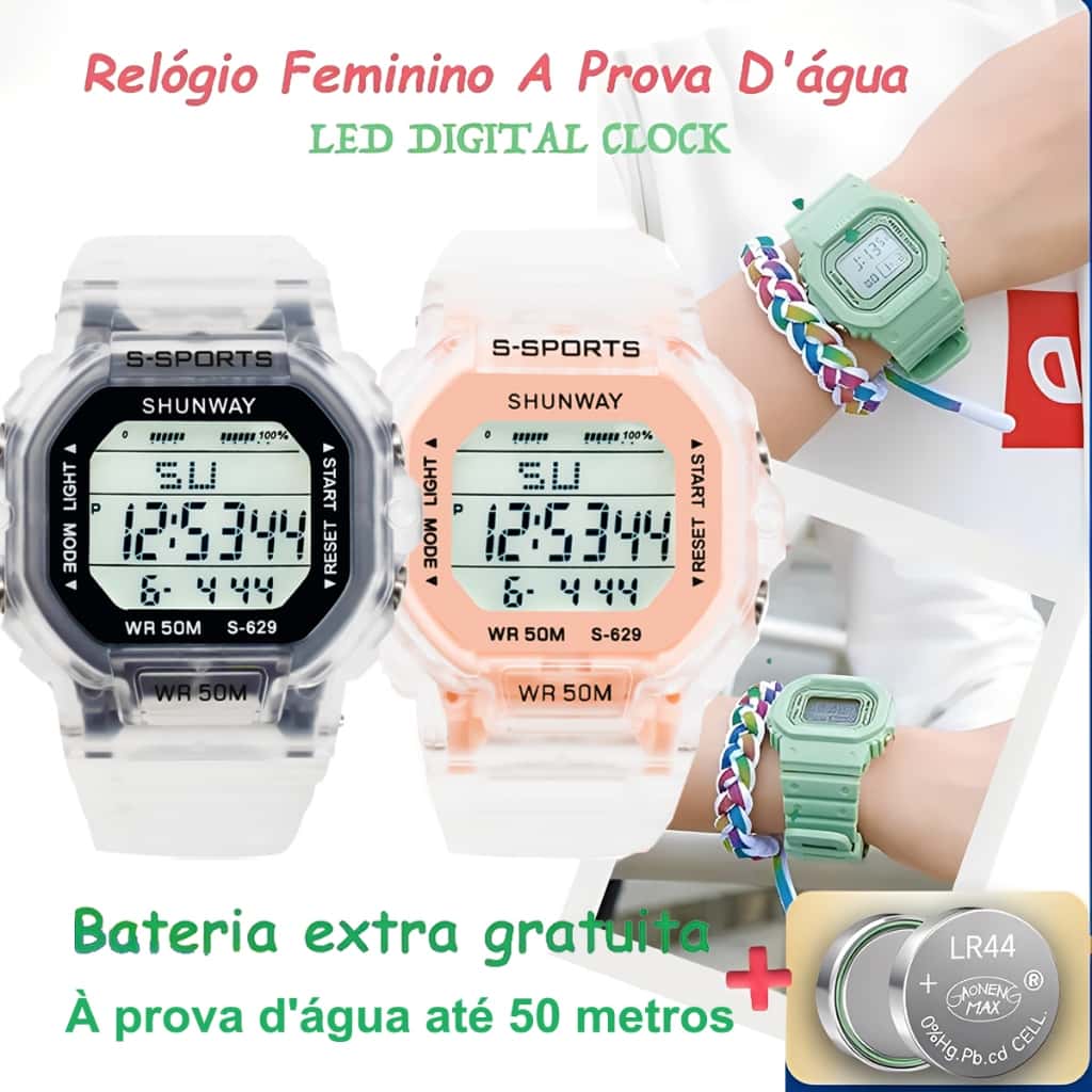 Relógio Feminino Digital À Prova D'Água De Pulso Esportivo Original Led Unissex Presente Ideal, imagem 1 de 1