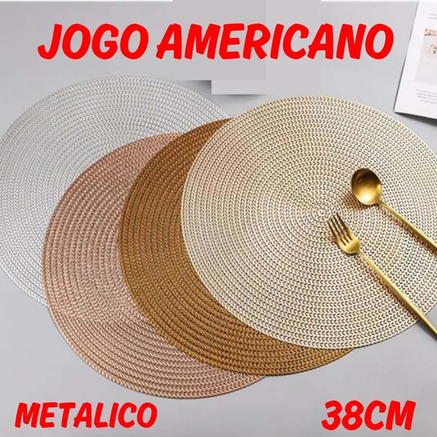 Kit 4 Ou 6 Jogo Americano 38cm Metálico Redondo Elegante Para Mesa De Cozinha Descanso De Mesa, imagem 1 de 1