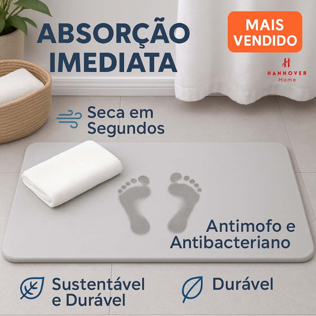 Tapete de Pedra Diatomita Para Banheiro Secagem Rápida 60cm x 39cm Antiderrapante Impermeável, imagem 1 de 1