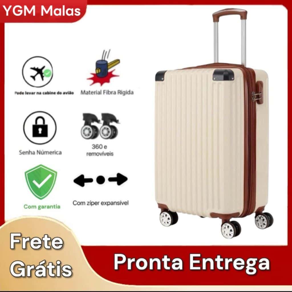 Mala De Viagem Polipropileno Zíper Extensível Rodas 360 Removíveis Bordo Pequena Media 10KG 8KG 18KG, imagem 1 de 1
