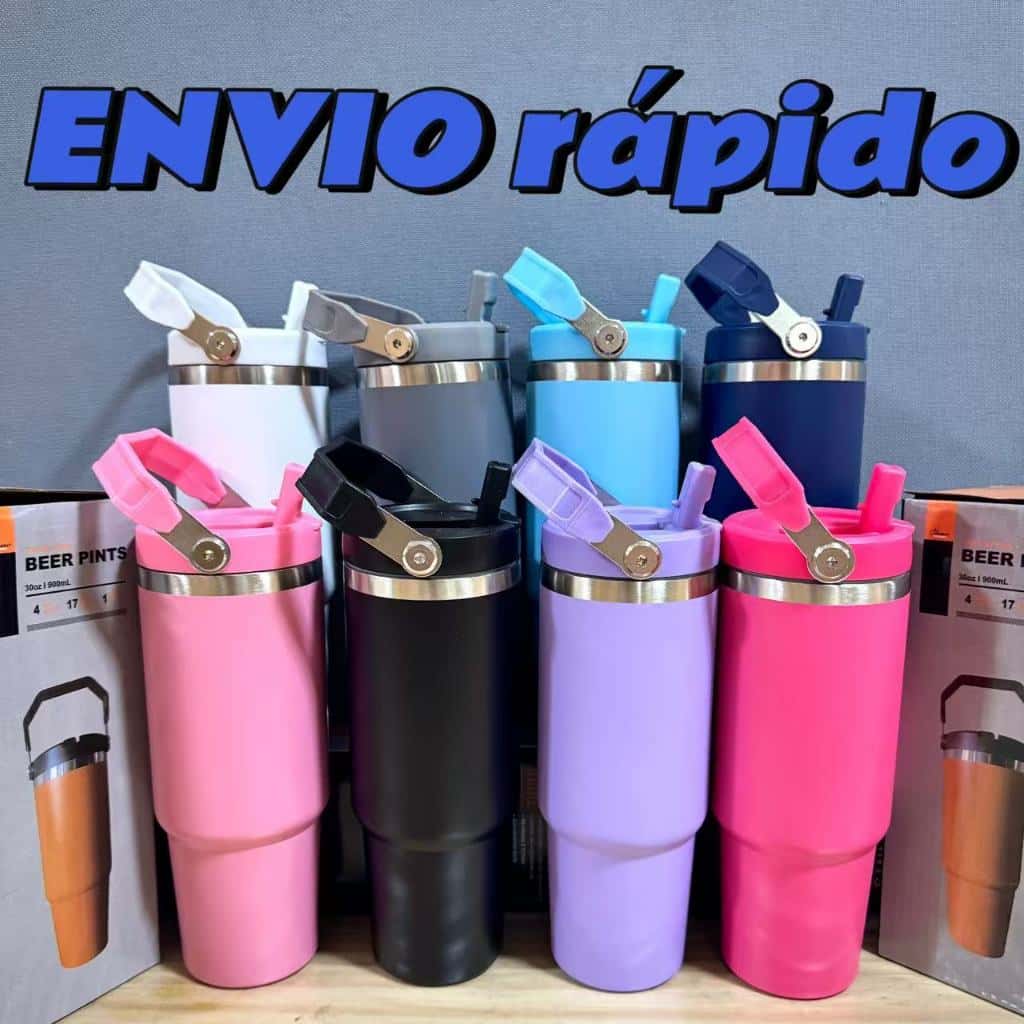 Copo Térmico Inox 900ml Tampa na Cor do Copo ,com Canudo ,Térmica Inoxidável natal portátil, imagem 1 de 1