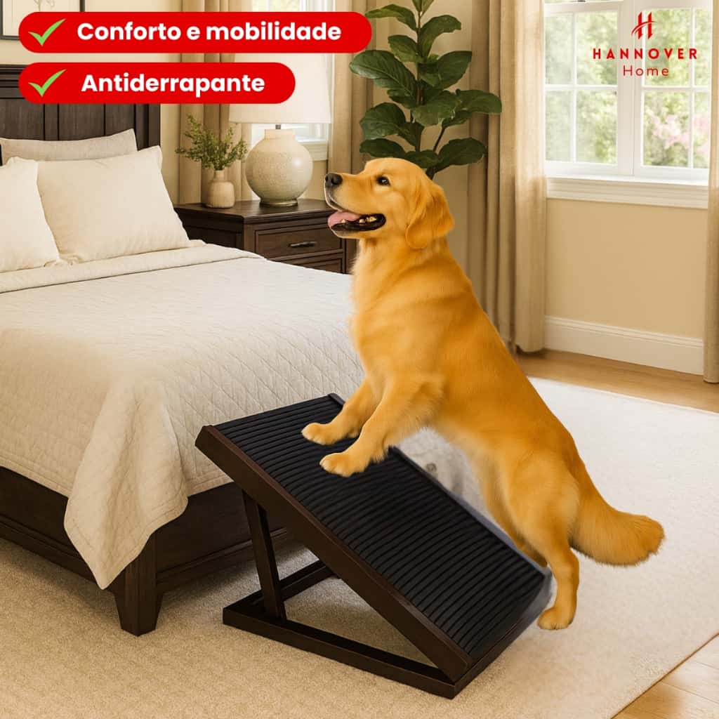 Rampa Pet para Cama e Sofá Antiderrapante Cães Gatos Ajustável Madeira de Pinus Regulável Cachorros, imagem 1 de 1