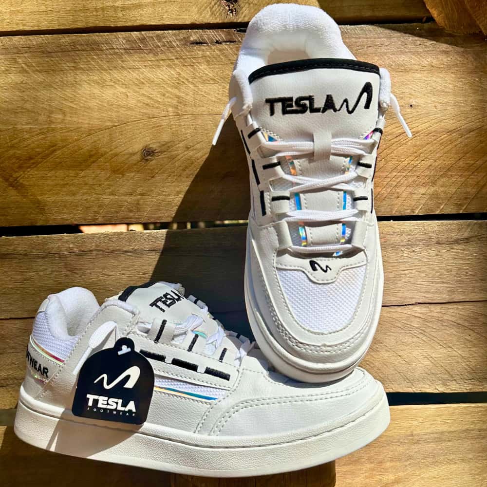 Tênis Tesla Coil Masculino Casual Esportivo Couro Carmurça Reflect White Black Skate, imagem 1 de 1
