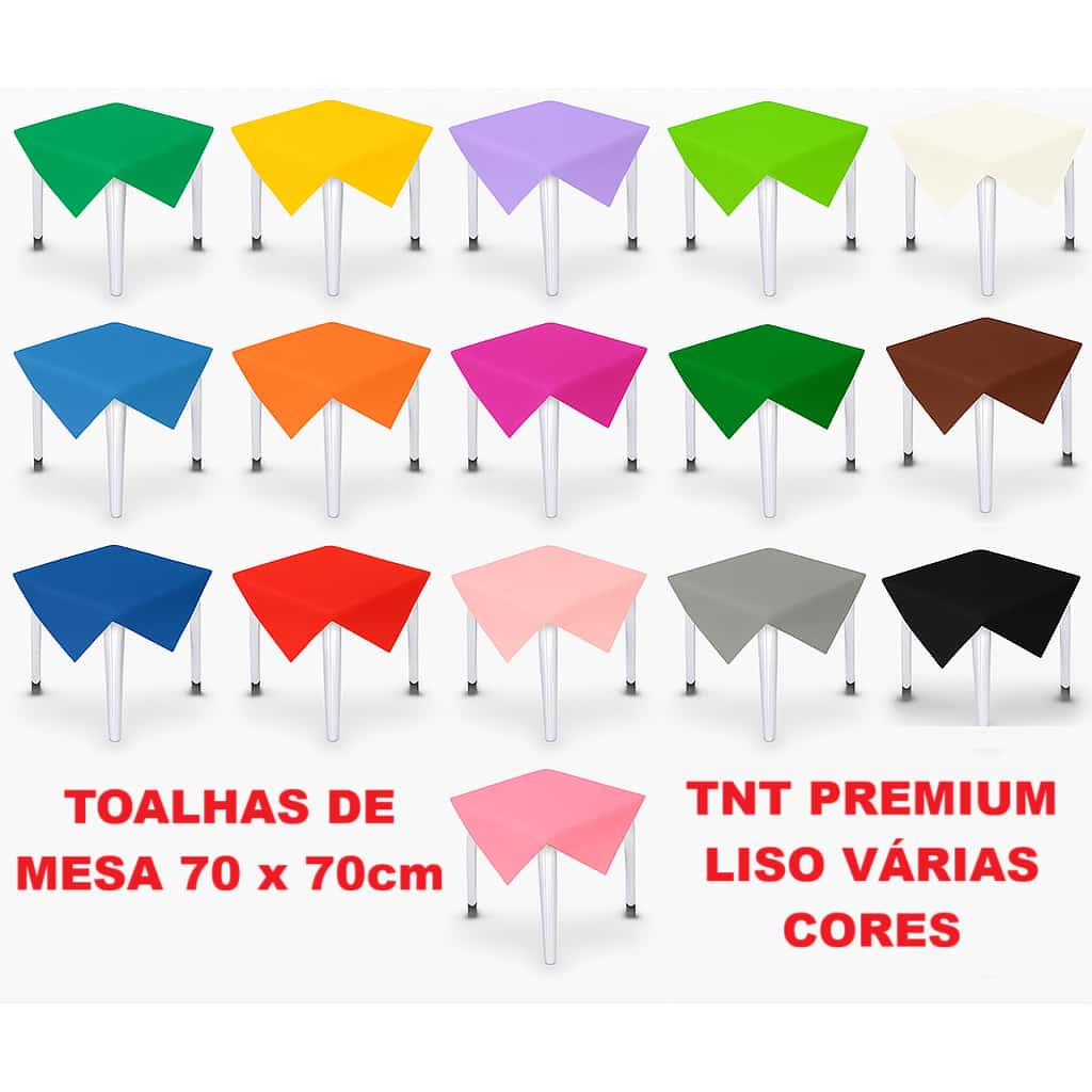 Kit Toalhas de mesa festa infantil TNT cobre mancha grosso cores vivas 70x70 quadrada, imagem 1 de 1