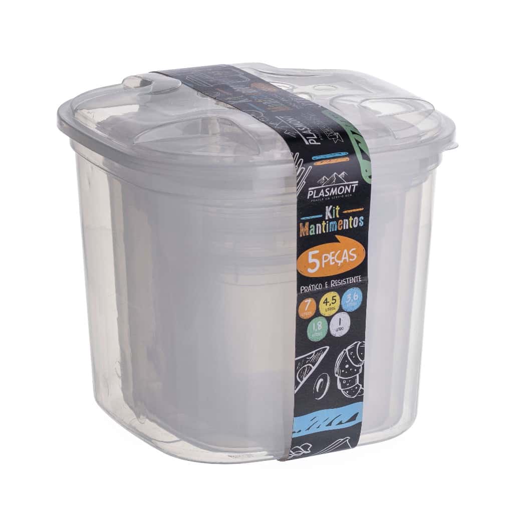 Kit Mantimento Conjunto 5 Potes Com Tampa BPA FREE Organizador De Alimentos Pote Hermético, imagem 1 de 1